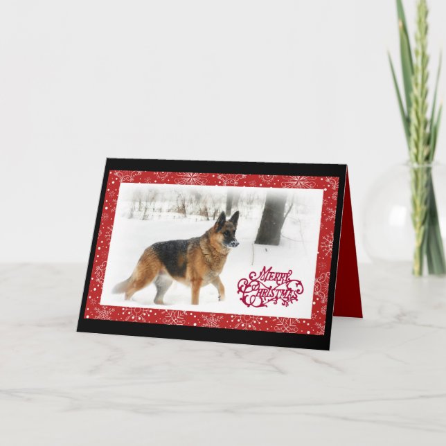 German Shepherd Holiday Greeting Card (Front)