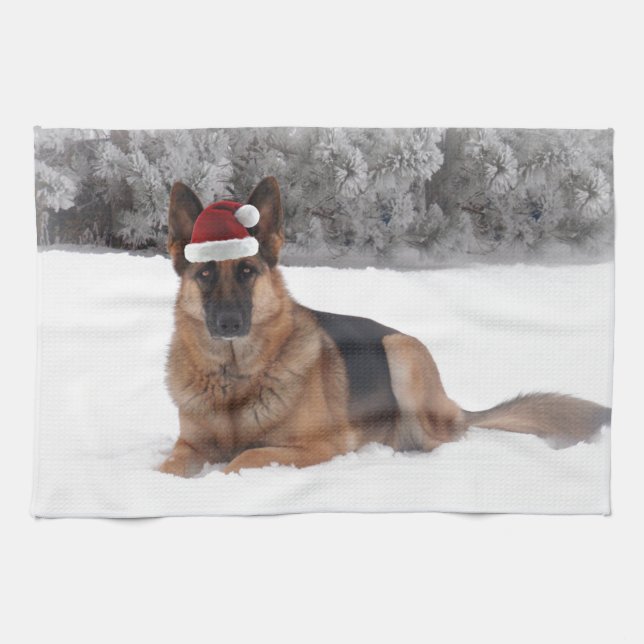 German Shepherd Holiday Kitchen Towel (Horizontal)