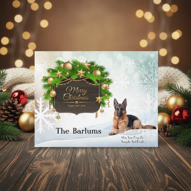 German Shepherd  Holiday Postcard (German Shepherd Personalized Christmas Greeting Holiday Postcard)