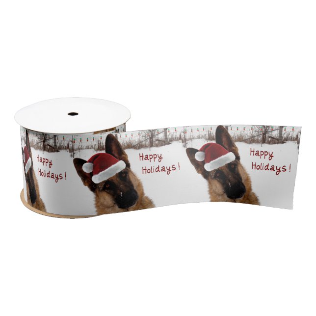 German Shepherd Holiday Satin Ribbon (Spool)