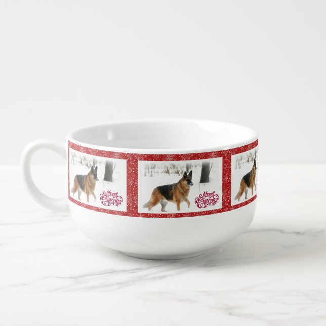 German Shepherd Holiday Soup Mug (Right)