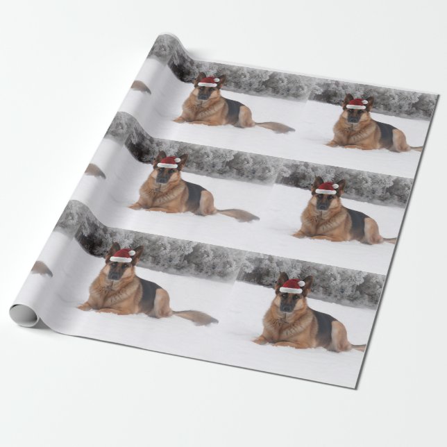 German Shepherd Holiday Wrapping Paper (Unrolled)