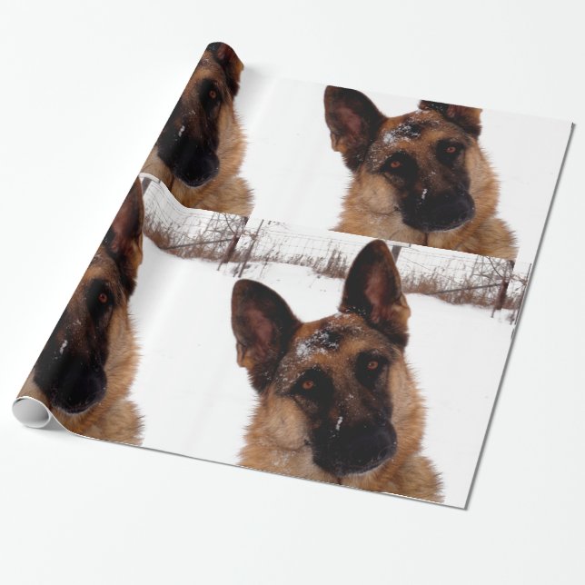 German Shepherd Holiday Wrapping Paper (Unrolled)