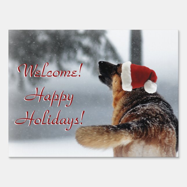 German Shepherd Holiday Yard Sign (Front)