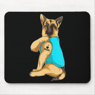German Shepherd I Love Mom Tattoo Apparel Dog Mom Mouse Pad