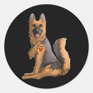 German Shepherd I Love Mom Tattoo Dog Shirt Mother Classic Round Sticker