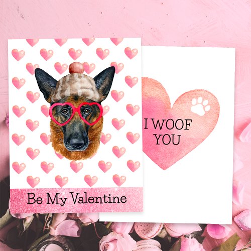 German Shepherd I Woof You Dog Valentines Day Holiday Card