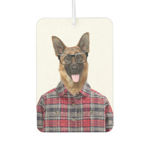 German Shepherd In a Plaid Shirt Air Freshener
