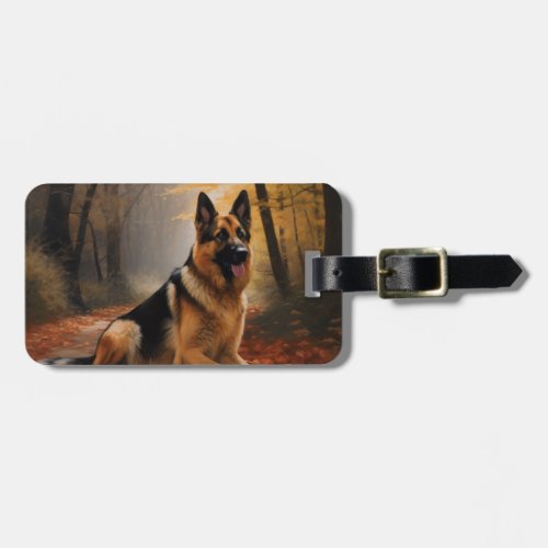 German Shepherd  in Autumn Leaves Fall Inspire  Luggage Tag