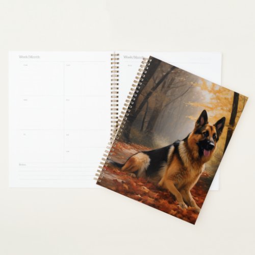 German Shepherd  in Autumn Leaves Fall Inspire  Planner