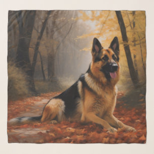 German Shepherd  in Autumn Leaves Fall Inspire  Scarf