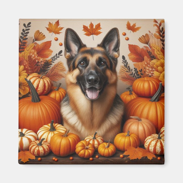 German Shepherd in Autumn Setting Magnet (Front)