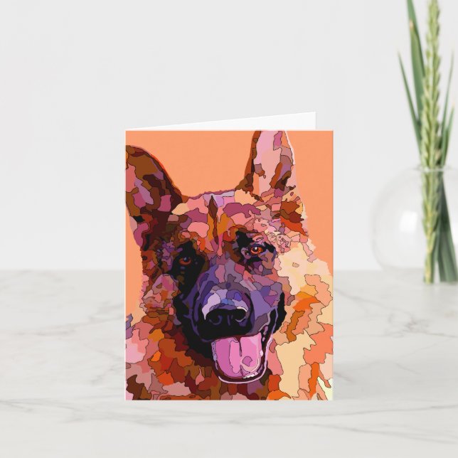 German Shepherd in Bright Colors Greeting Card (Front)