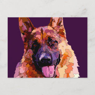 German Shepherd in Bright Colors Postcard