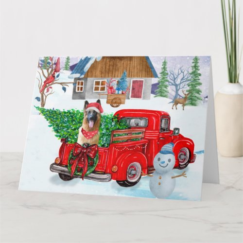 German Shepherd In Christmas Delivery Truck Snow Card