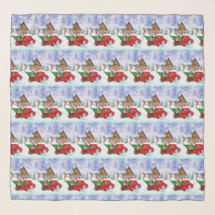 German Shepherd In Christmas Delivery Truck Snow Scarf