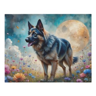 German Shepherd in Floral Field