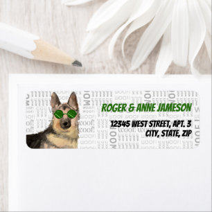 German Shepherd in Green Sunglasses Return Address Label