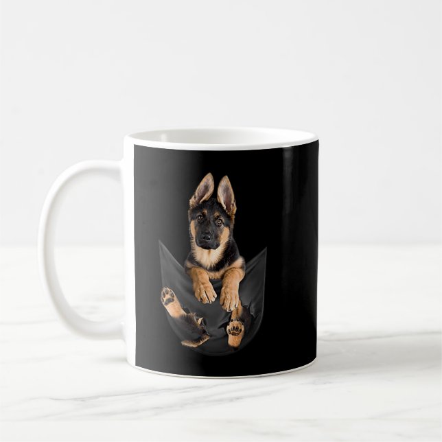 German Shepherd In Pocket Funny Dog Lover Gifts Coffee Mug (Left)