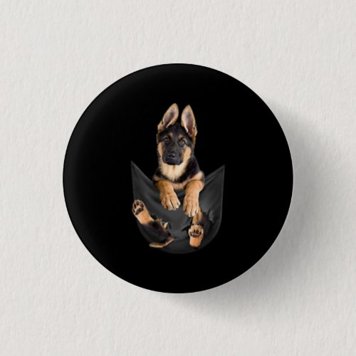 German Shepherd In Pocket T_Shirt Funny Dog Lover Button