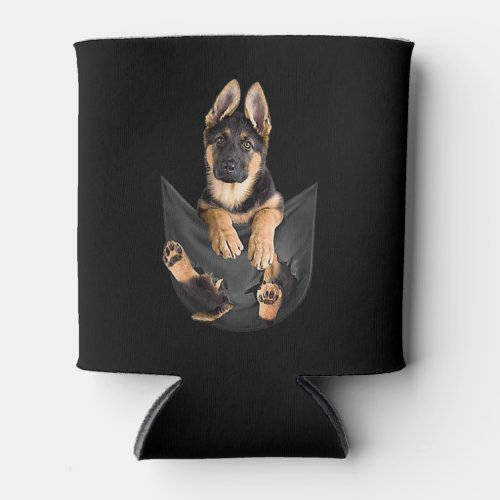 German Shepherd In Pocket T_Shirt Funny Dog Lover Can Cooler