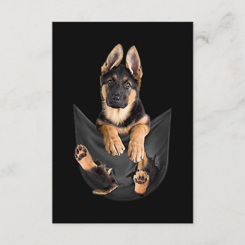 German Shepherd In Pocket T_Shirt Funny Dog Lover Enclosure Card