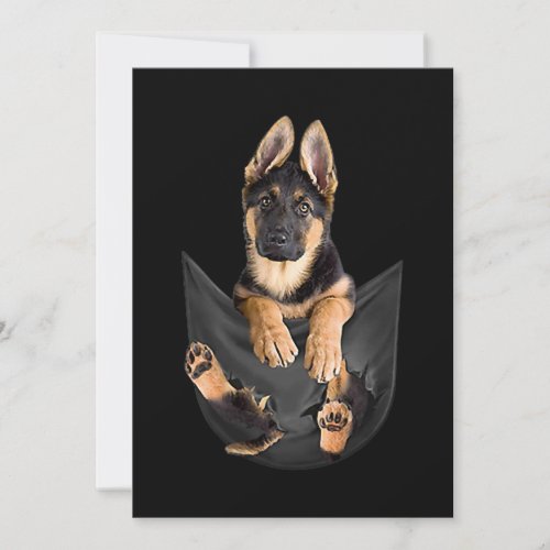 German Shepherd In Pocket T_Shirt Funny Dog Lover Holiday Card