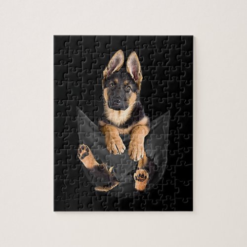 German Shepherd In Pocket T_Shirt Funny Dog Lover Jigsaw Puzzle