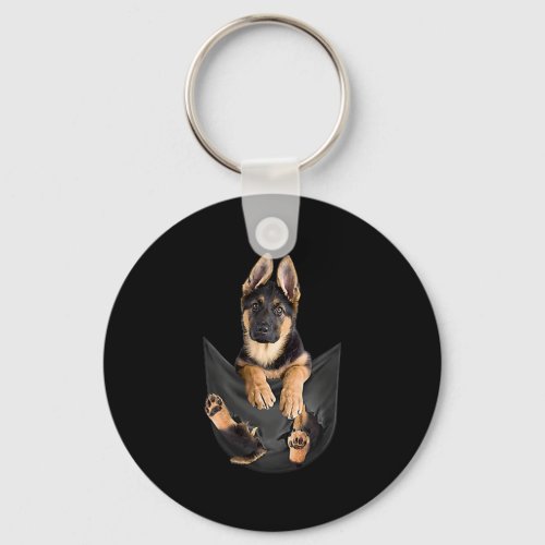 German Shepherd In Pocket T_Shirt Funny Dog Lover Keychain