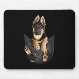 German Shepherd In Pocket T-Shirt Funny Dog Lover Mouse Pad