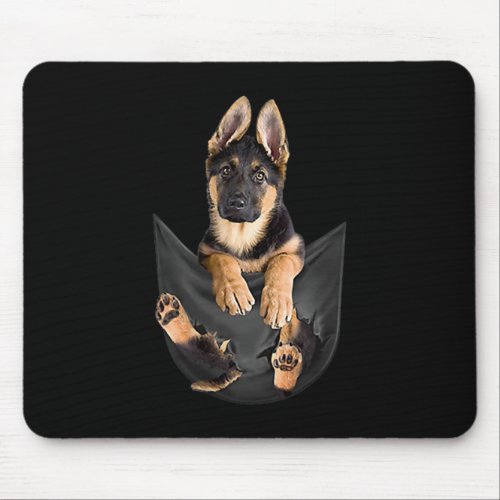 German Shepherd In Pocket T_Shirt Funny Dog Lover Mouse Pad