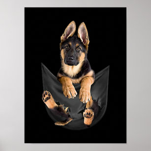 German Shepherd In Pocket T-Shirt Funny Dog Lover Poster