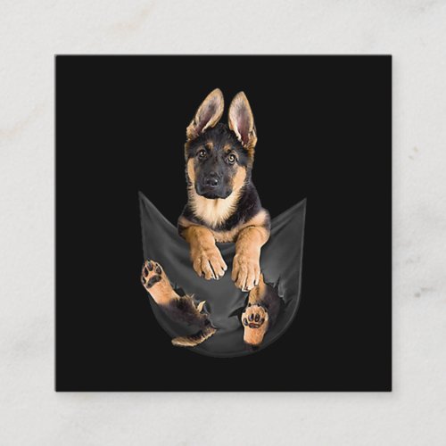 German Shepherd In Pocket T_Shirt Funny Dog Lover Square Business Card