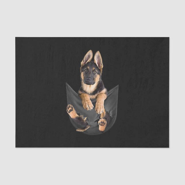 German Shepherd In Pocket T-Shirt Funny Dog Lover Tissue Paper (Front)