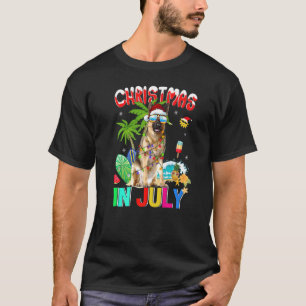 German Shepherd In Santa Hat Sunglasses Christmas  T-Shirt