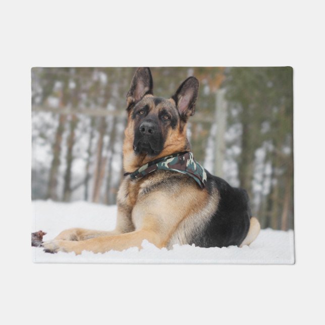 German Shepherd In Snow Doormat (Front)