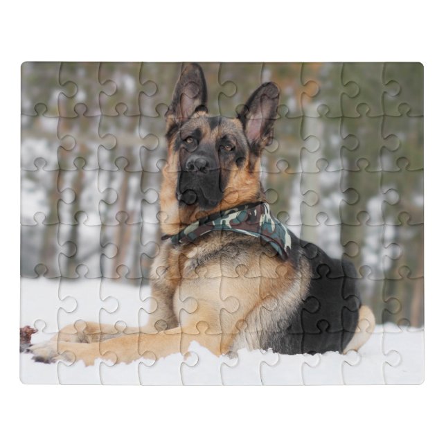 German Shepherd In Snow Jigsaw Puzzle (Puzzle Horizontal)