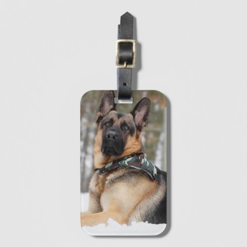 German Shepherd In Snow Luggage Tag