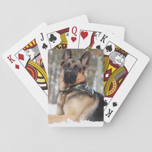 German Shepherd In Snow Playing Cards