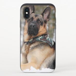 German Shepherd In Snow iPhone X Slider Case