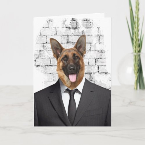 German Shepherd in Suit for Birthday Card