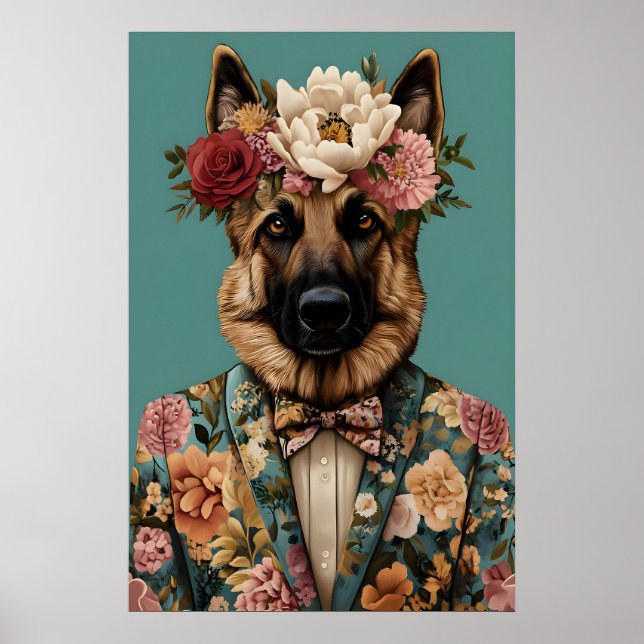 German Shepherd In Suit Poster, German Shepherd Poster (Front)