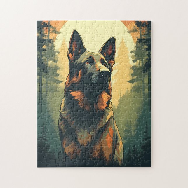 German-Shepherd in the forest during sunset Jigsaw Puzzle (Vertical)