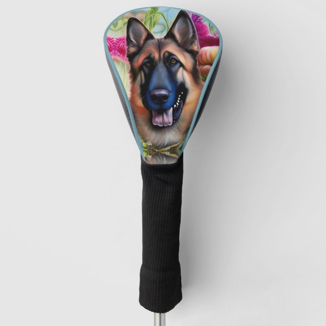 German Shepherd in the Garden   Golf Head Cover (Front)