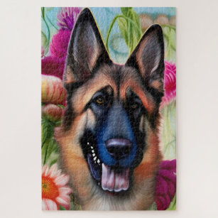 Spring Dog House German Shepherds Dog Puzzle with Photo Tin PUZL53343