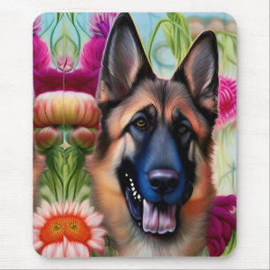 German Shepherd in the Garden Mouse Pad