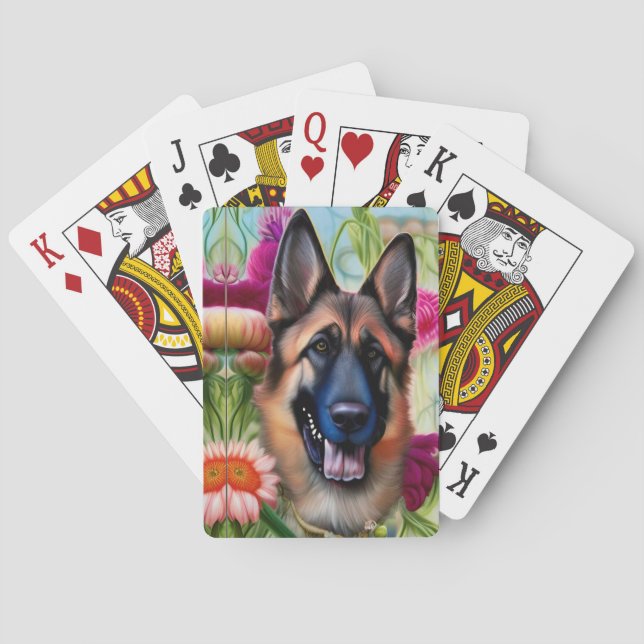 German Shepherd in the Garden  Poker Cards (Back)