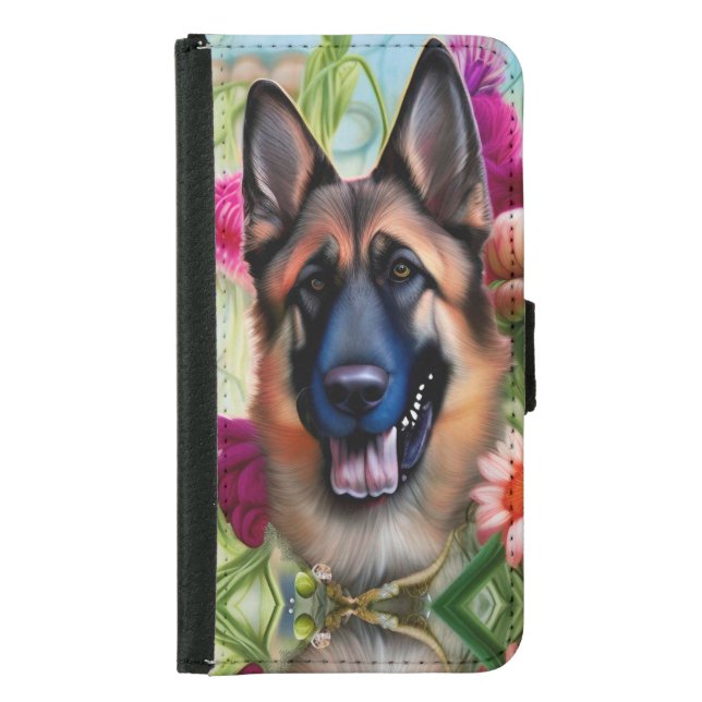 German Shepherd in the Garden   Samsung Galaxy Wallet Case (Front)