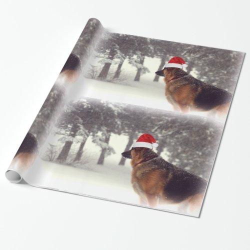 German Shepherd in the Snow Holiday Gift Paper