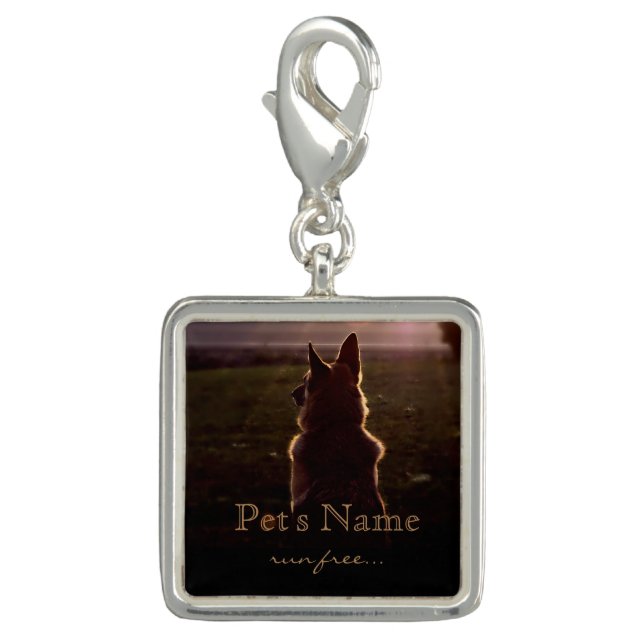 German Shepherd in the Sunset Pet Loss Charm (Front)